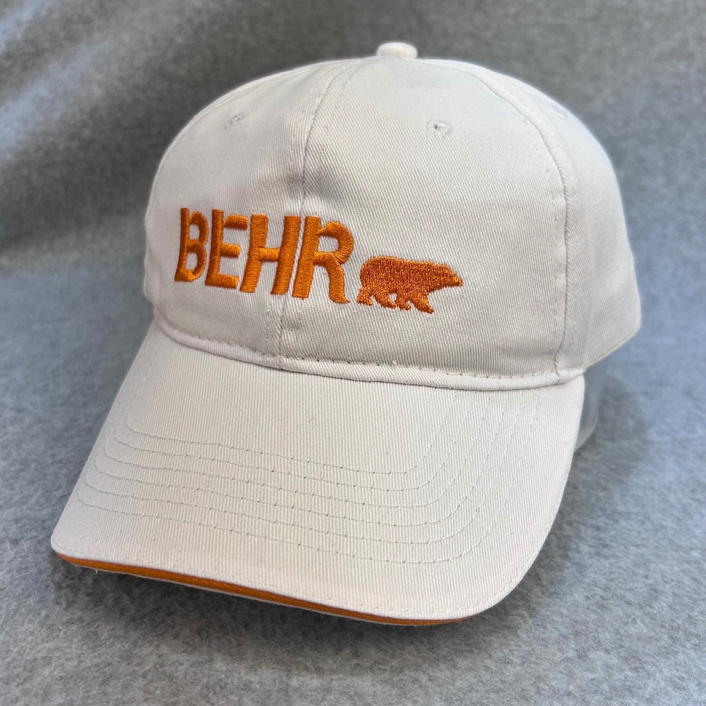 Behr Bear Logo Mens White Behr Paint Baseball Hat Adjustable Strap OSFM